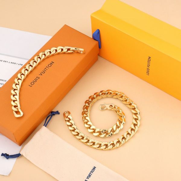 replica,repliche,fake,1:1,earrings,bracelet,ring,jewelry Collana con maglie a catena Louis Vuitton