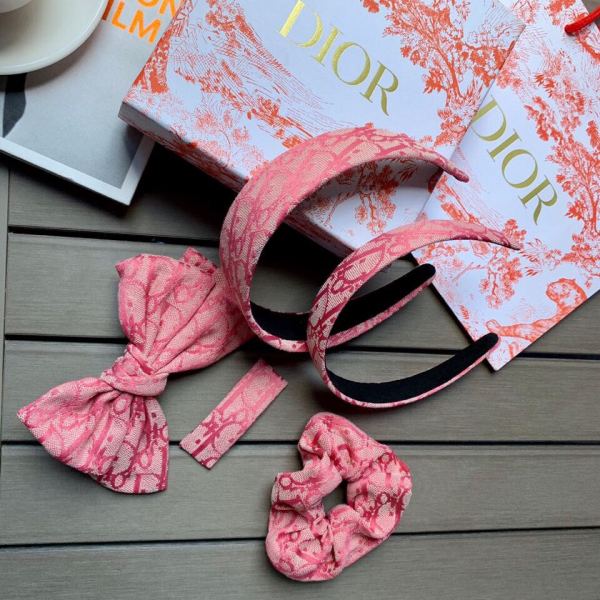 replica,repliche,fake,1:1,earrings,bracelet,ring,jewelry 【1 set】 Accessori per capelli vintage di mezza età in tela rosa con stampa vintage Dior
