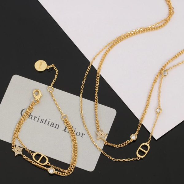 replica,repliche,fake,1:1,earrings,bracelet,ring,jewelry Collana Dior temperamento a doppio strato