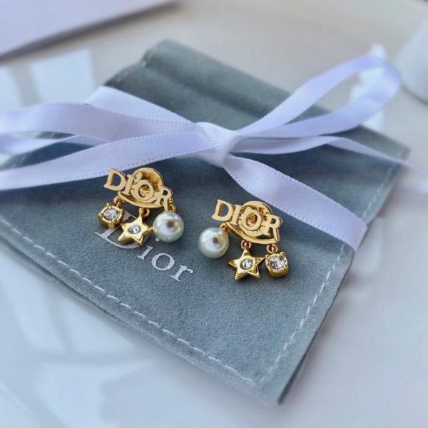 replica,repliche,fake,1:1,earrings,bracelet,ring,jewelry Orecchini con nappe piccole Dior Letter Star Pearl