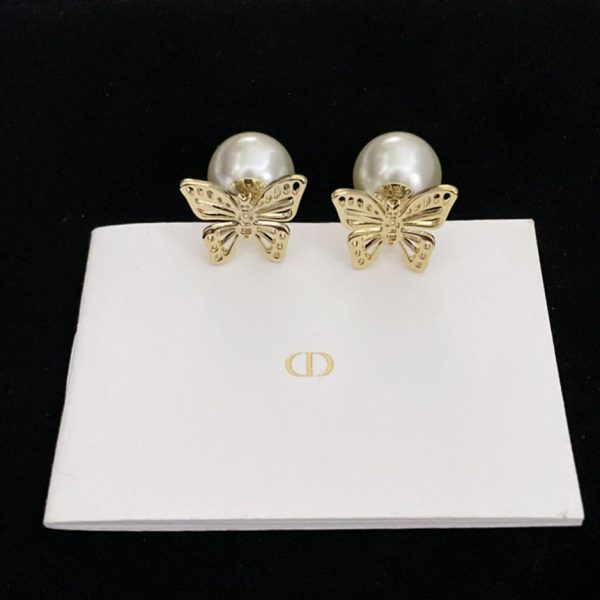 replica,repliche,fake,1:1,earrings,bracelet,ring,jewelry Orecchini Dior con perle a farfalla cave