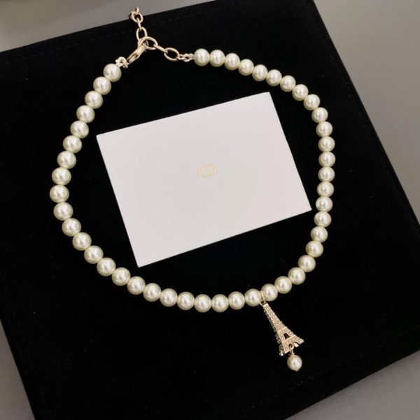 replica,repliche,fake,1:1,earrings,bracelet,ring,jewelry Collana di perle Dior Torre Eiffel