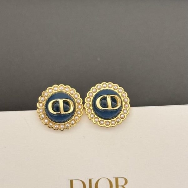 Orecchini Dior con perle di vetro blu