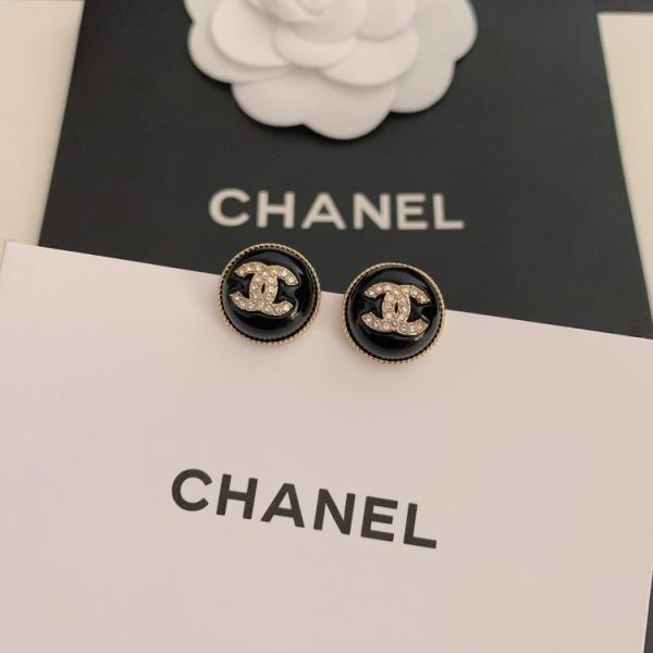 Orecchini a cuffia rotondi neri Chanel