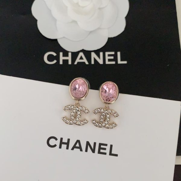 Orecchini Chanel ovali con diamanti rosa cc