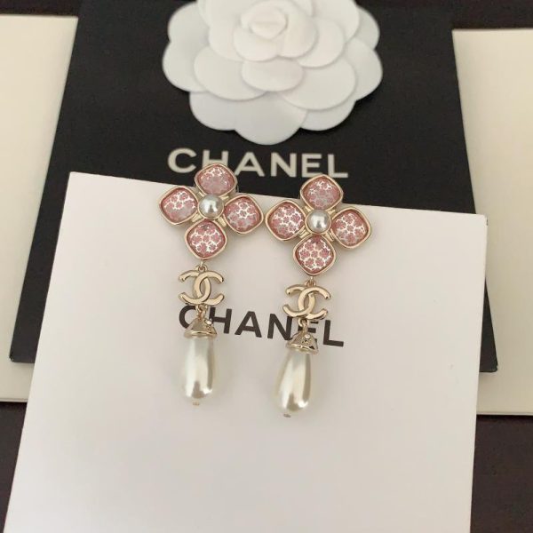 Orecchini cc di cristalli rosa Chanel