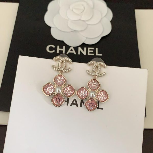 Orecchini cc di cristalli rosa Chanel