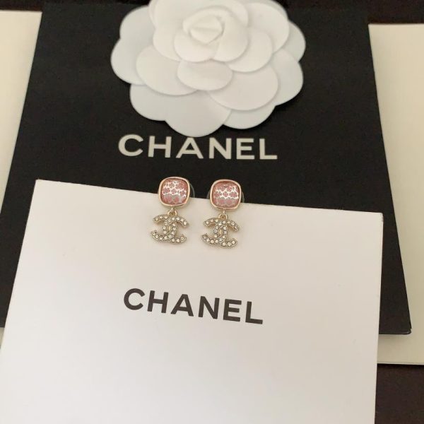 Orecchini cc di cristalli rosa Chanel