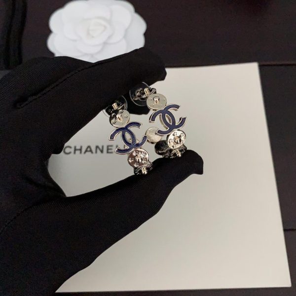 Orecchini Chanel cc blu denim e neri