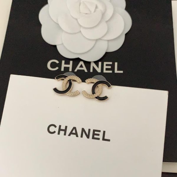 Orecchini cc testurizzati neri Chanel