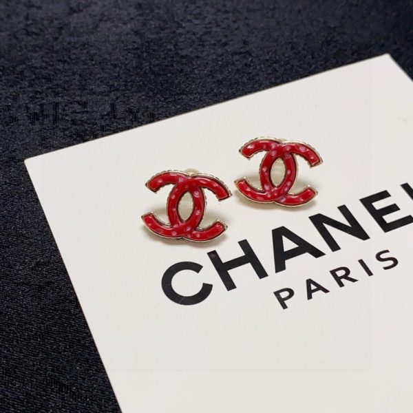 Orecchini Chanel piccoli felici rossi doppia C