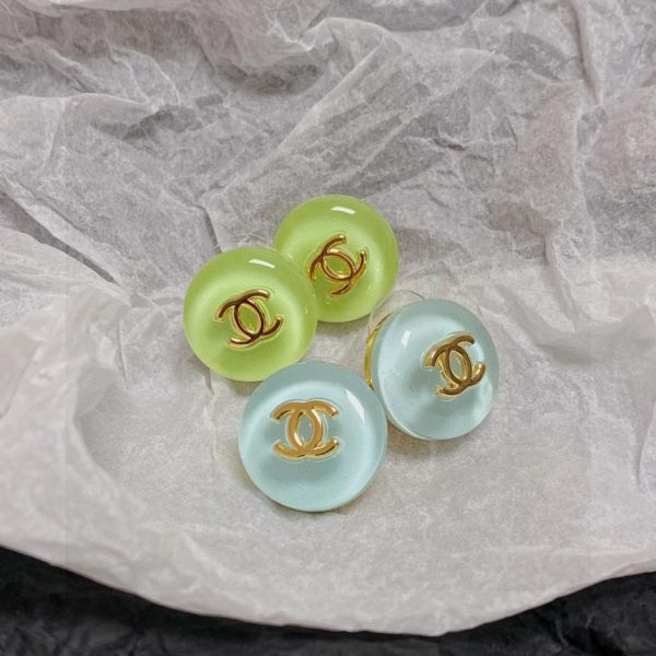 Orecchini Chanel Double C Summer Jelly verde chiaro e azzurro