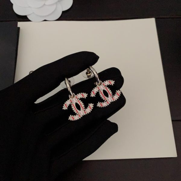 Ganci per orecchie Chanel bicolore rosa