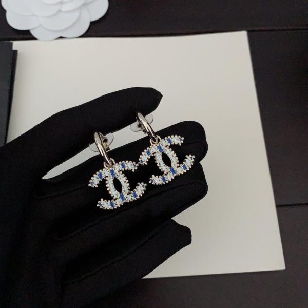 Ganci per orecchie Chanel bicolore blu