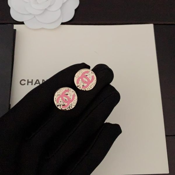 Orecchini rotondi Chanel cc rosa
