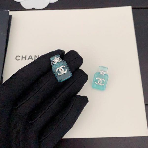 Orecchini bottiglia di profumo blu Chanel
