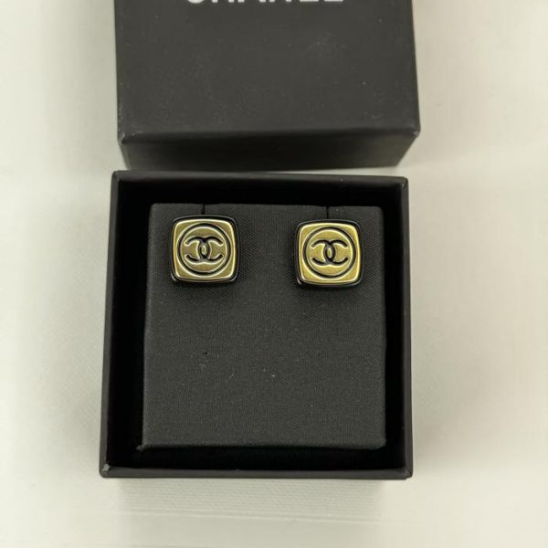 Orecchini quadrati neri Chanel