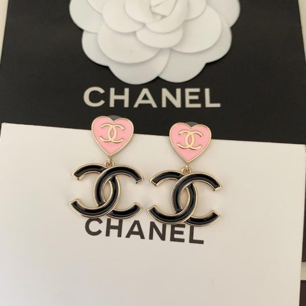 Orecchini Chanel rosa amore nero cc