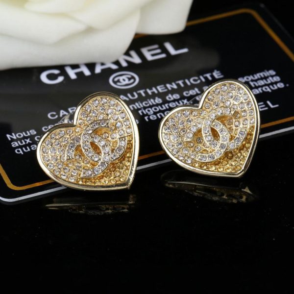 Orecchini a cuore con strass sfumati grandi Chanel