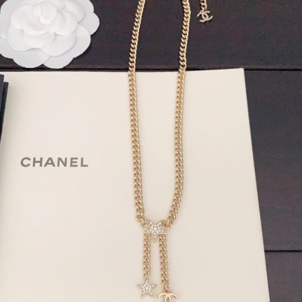 replica,repliche,fake,1:1,earrings,bracelet,ring,jewelry Collana Chanel con catena stella a cinque punte