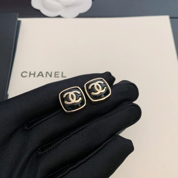 Orecchini quadrati neri Chanel