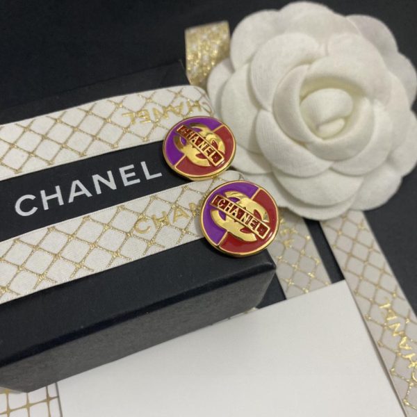 Chanel Doppia C collegata rossa, orecchini a blocchi di colore