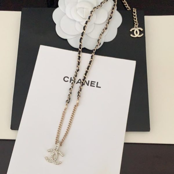 Collana a catena in pelle Chanel cc