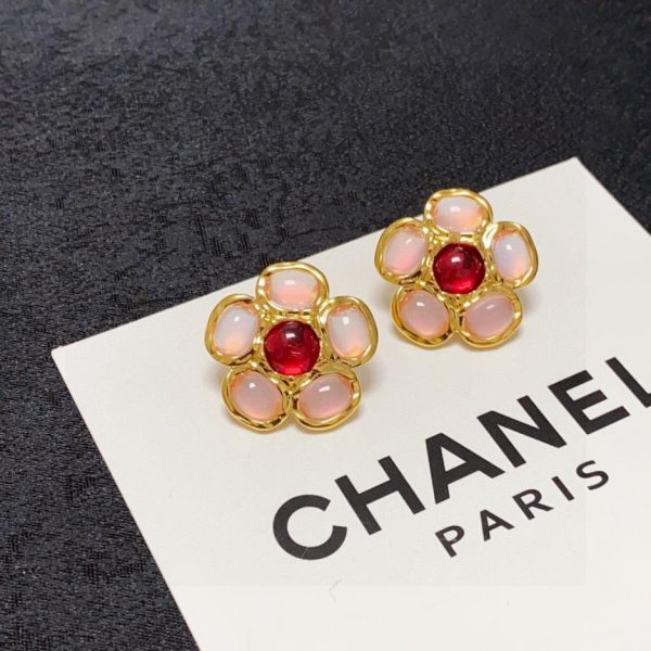Orecchini Chanel Doppia C Fiore Petalo Rosa