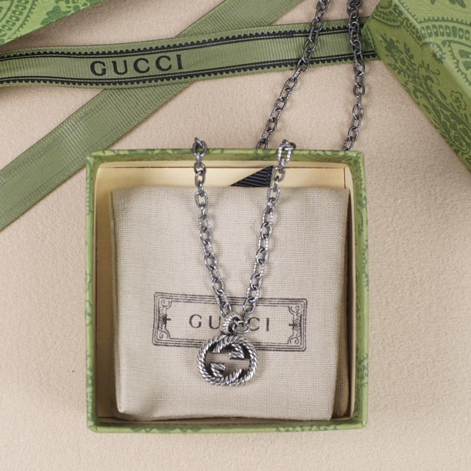replica,repliche,fake,1:1,earrings,bracelet,ring,jewelry Collana doppia g intrecciata di Gucci