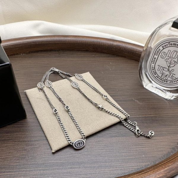 replica,repliche,fake,1:1,earrings,bracelet,ring,jewelry Collana Gucci piccola intrecciata in smalto nero