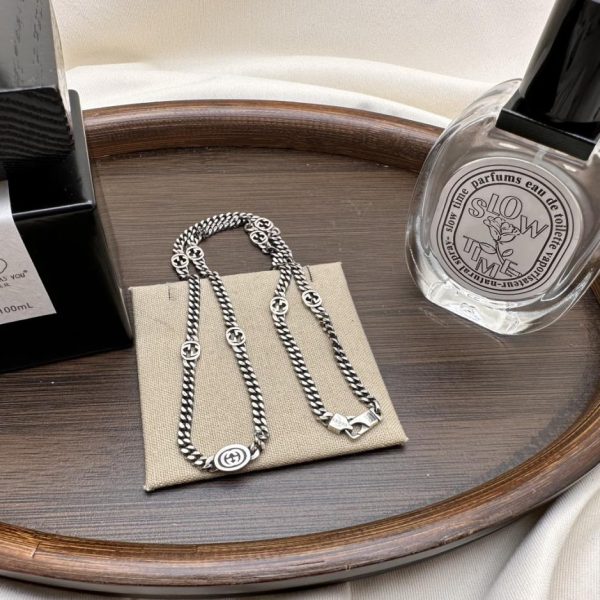 replica,repliche,fake,1:1,earrings,bracelet,ring,jewelry Collana ad incastro Gucci in smalto nero