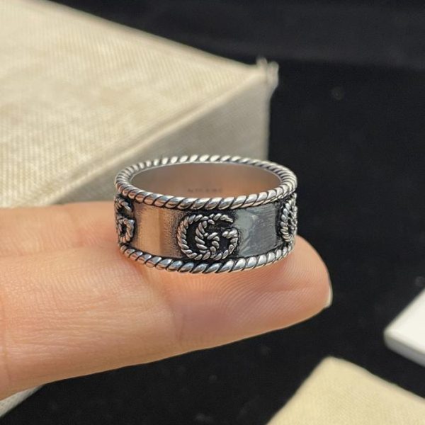 replica,repliche,fake,1:1,earrings,bracelet,ring,jewelry Anello ad incastro Doppia G Gucci