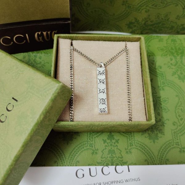replica,repliche,fake,1:1,earrings,bracelet,ring,jewelry Collana con pendente a barra doppia G Gucci