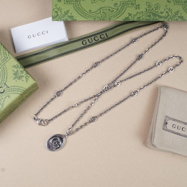 replica,repliche,fake,1:1,earrings,bracelet,ring,jewelry Collana doppia G ovale Gucci