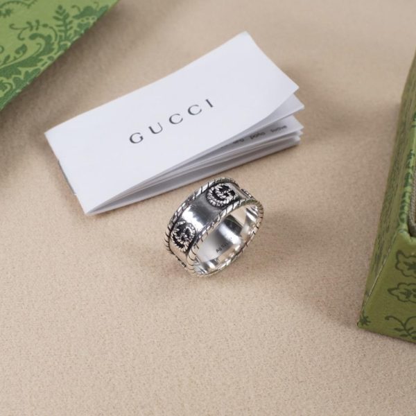 replica,repliche,fake,1:1,earrings,bracelet,ring,jewelry Anello Gucci doppia G intrecciata
