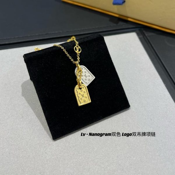 replica,repliche,fake,1:1,earrings,bracelet,ring,jewelry Collana con etichetta logo LOUIS VUITTON