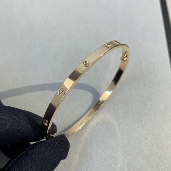 replica,repliche,fake,1:1,earrings,bracelet,ring,jewelry Bracciale Love di Cartier versione stretta con sei diamanti