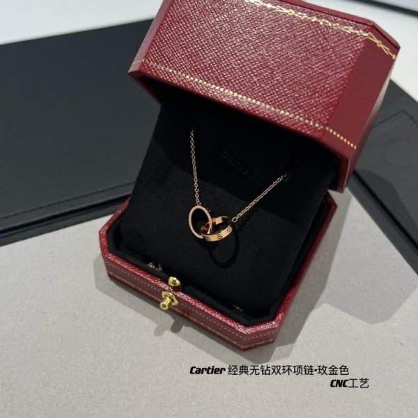 Collana classica con doppio anello senza diamanti di Cartier