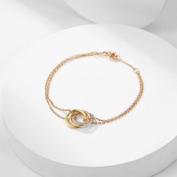 replica,repliche,fake,1:1,earrings,bracelet,ring,jewelry Bracciale ad anello tricolore Cartier Trinity
