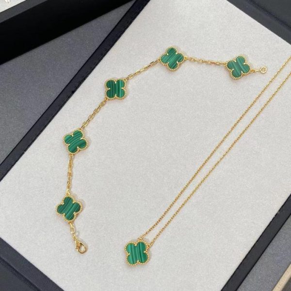[Versione top] Bracciale Van Cleef & Arpels a cinque fiori in malachite naturale