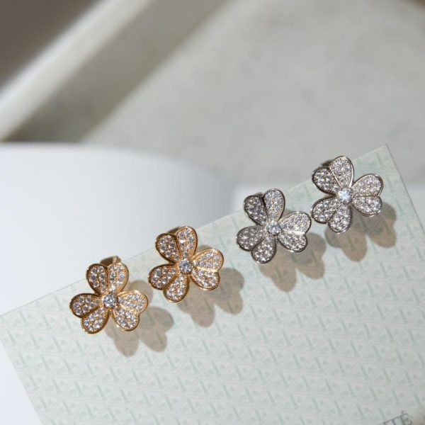 replica,repliche,fake,1:1,earrings,bracelet,ring,jewelry [Versione Premium] Patate per le orecchie con trifoglio di Van Cleef & Arpels