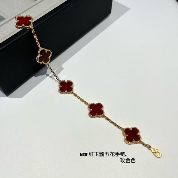 [Versione top] Bracciale Van Cleef & Arpelsvca a cinque fiori con corniola