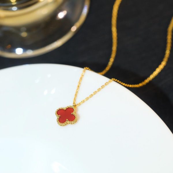 replica,repliche,fake,1:1,earrings,bracelet,ring,jewelry [Top Edition] Collana di Van Cleef & Arpels mini quadrifoglio con fiore singolo e corniola
