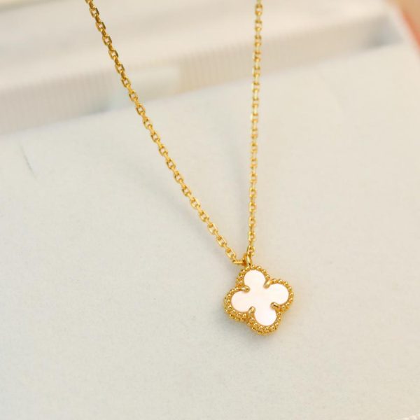 replica,repliche,fake,1:1,earrings,bracelet,ring,jewelry [Top Edition] Collana di Van Cleef & Arpels mini quadrifoglio fiore singolo in madreperla bianca