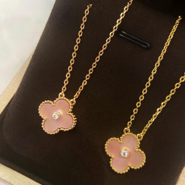 replica,repliche,fake,1:1,earrings,bracelet,ring,jewelry [Versione top] Collana classica di Van Cleef & Arpels con diamanti e quadrifoglio a fiore singolo