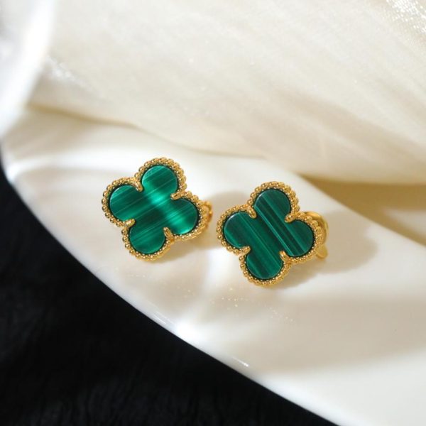 replica,repliche,fake,1:1,earrings,bracelet,ring,jewelry [Versione top] Orecchini medi con quadrifoglio di Van Cleef & Arpels