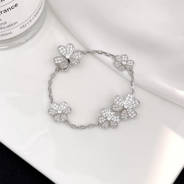 replica,repliche,fake,1:1,earrings,bracelet,ring,jewelry [Versione top] Bracciale Van Cleef & Arpels Frivole5 con fiori pieni di diamanti
