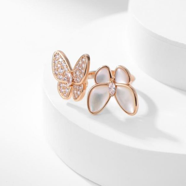 replica,repliche,fake,1:1,earrings,bracelet,ring,jewelry [Edizione Premium] Farfalla fritillare bianca di Van Cleef & Arpels