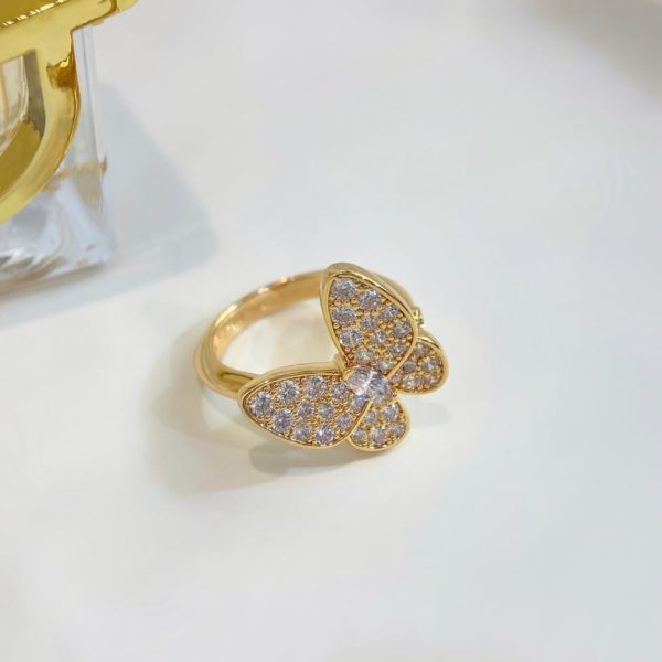 replica,repliche,fake,1:1,earrings,bracelet,ring,jewelry [Edizione Top] Anello a farfalla della serie Van Cleef & Arpels Deux Papillons