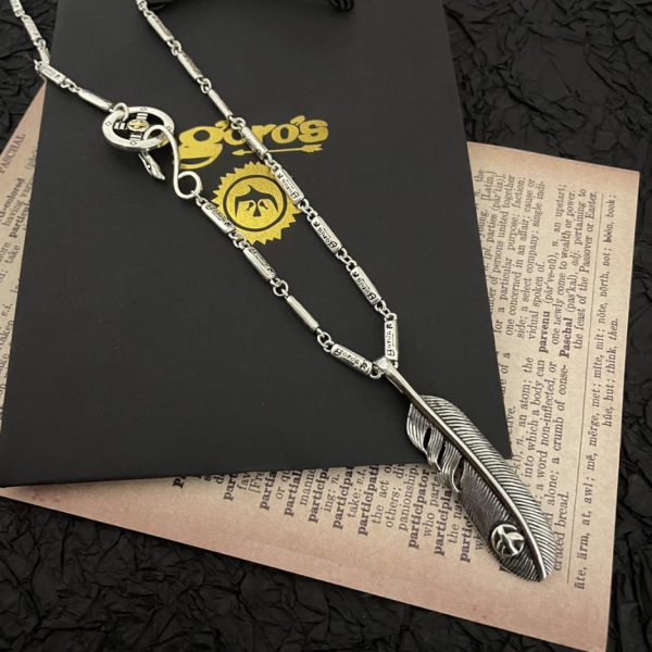 replica,repliche,fake,1:1,earrings,bracelet,ring,jewelry [Versione top] Collana con pendente in piuma Goro Takahashi di Goro